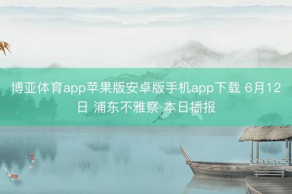 博亚体育app苹果版安卓版手机app下载 6月12日 浦东不雅察 本日播报