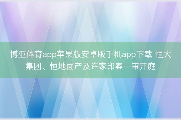 博亚体育app苹果版安卓版手机app下载 恒大集团、恒地面产及许家印案一审开庭